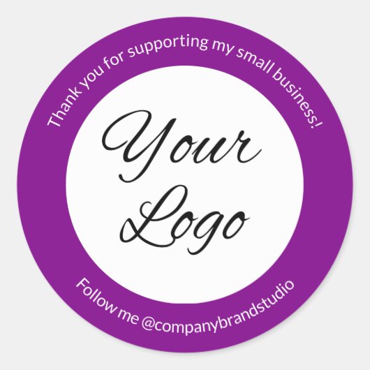 Purple Add Logo Small Business Thank You ラウンドシール (正面)