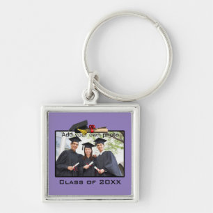 Purple Add your Photo / Year Graduation キーホルダー