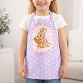 Purple Adorable Bunny Carrot & Daisy  エプロン
