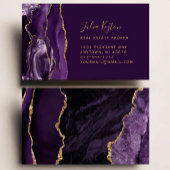 Purple Agate Geode Gold Glitter Real Estate 名刺
