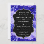 Purple Agate Glitter Glam Elegant Wedding 招待状 (正面)