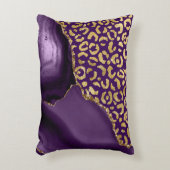 Purple Agate Gold Glitter Leopard Spots アクセントクッション (正面(垂直))