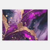 Purple Agate Ink Art with Gold Accents Swirls ラッピングペーパーシート (正面2)