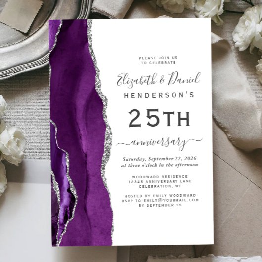 Purple Agate Silver 25th Anniversary 招待状