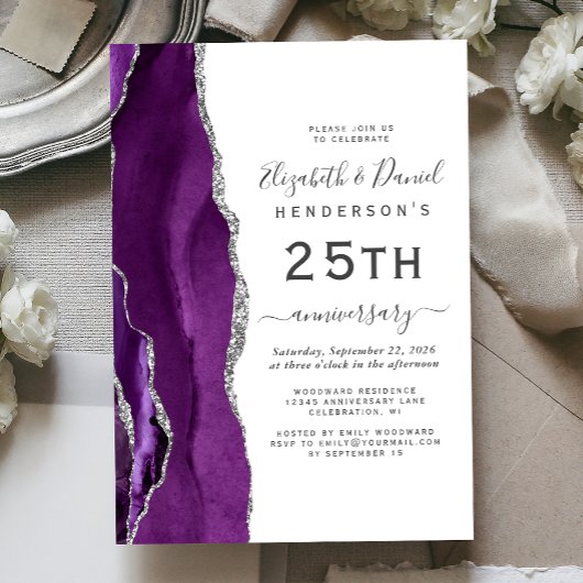 Purple Agate Silver 25th Anniversary 招待状