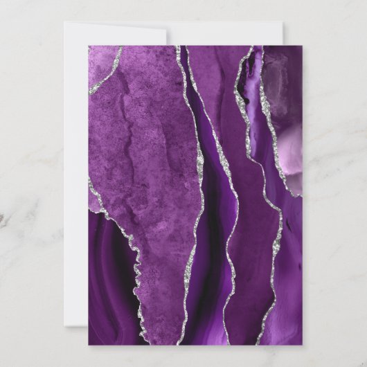 Purple Agate Silver Glitter Confirmation 招待状 (裏面)