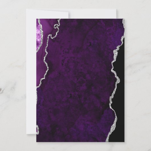 Purple Agate Silver Script Wedding Save the Date 招待状 (裏面)