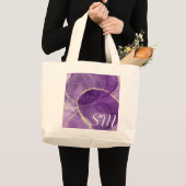 Purple Alcohol Ink Art with Gold Tote Bag ラージトートバッグ (正面(商品))