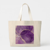 Purple Alcohol Ink Art with Gold Tote Bag ラージトートバッグ (裏面)
