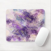 Purple Alcohol Ink & Gold Vein Aesthetic Mousepad マウスパッド (マウス)