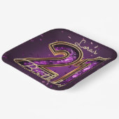 Purple Amethyst Crystal Gold 21st Birthday ペーパープレート (傾斜あり)