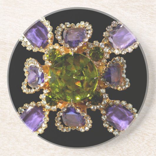Purple Amethyst Diamonds Emeralds jewelry  コースター (正面)