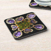 Purple Amethyst Diamonds Emeralds jewelry  コースター (左側)