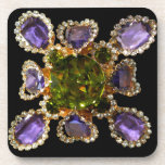 Purple Amethyst Diamonds Emeralds jewelry  コースター<br><div class="desc">Beautiful Antique gemstone jewelry - purple amethyst and green emeralds broach With gold and diamond filigree- Old Hollywood glitz and glamour</div>