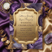 Purple Amethyst & Gold Agate Geode Ornate Wedding 招待状