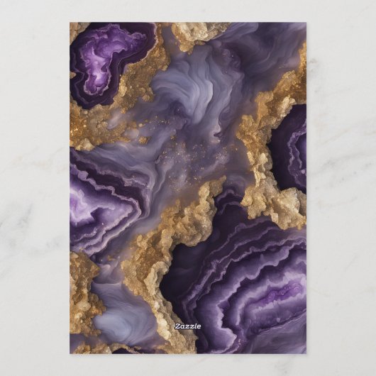 Purple Amethyst & Gold Agate Geode Ornate Wedding 招待状 (裏面)