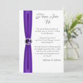 Purple Amethyst Satin Ribbon Jewel Reception Only 招待状 (スタンド正面)