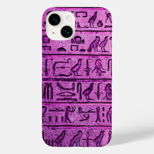 Purple Ancient Egyptian Hieroglyphs iPhone 14 Case Case-Mate iPhoneケース (裏面)