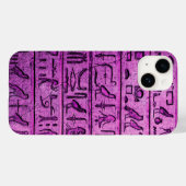 Purple Ancient Egyptian Hieroglyphs iPhone 14 Case Case-Mate iPhoneケース (裏面 (横))