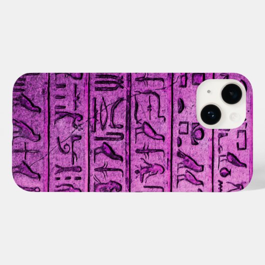 Purple Ancient Egyptian Hieroglyphs iPhone 14 Case Case-Mate iPhoneケース (裏面 (横))