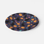 Purple And Black Cat Halloween ペーパープレート (アングル)