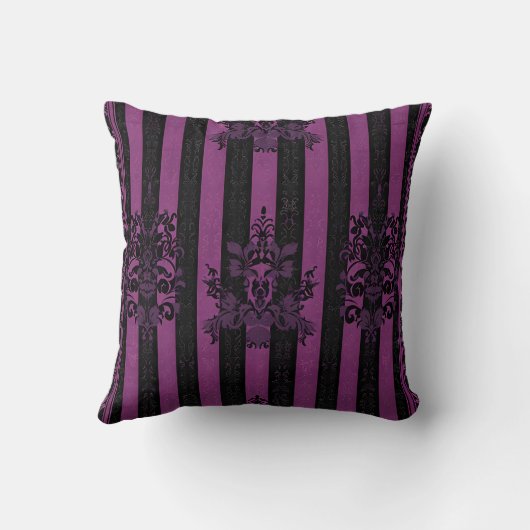  Purple and Black Damask Pattern クッション (裏面)