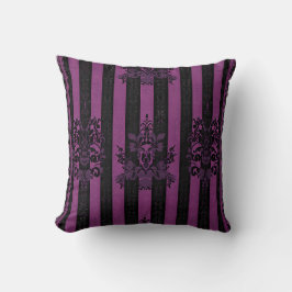  Purple and Black Damask Pattern クッション