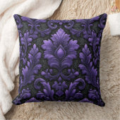 Purple and Black Damask Patterned クッション (ブランケット)