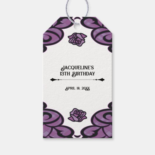 Purple and Black Gated Rose Princess Birthday  ギフトタグ (正面)