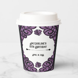 Purple and Black Gated Rose Princess Birthday  紙コップ