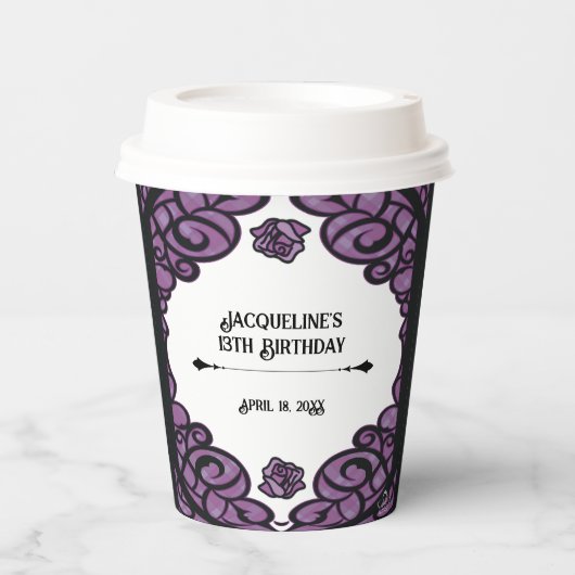 Purple and Black Gated Rose Princess Birthday  紙コップ (正面)