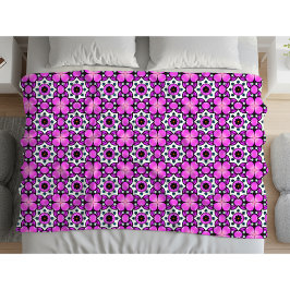 Purple and black geometric mandala pattern フリースブランケット