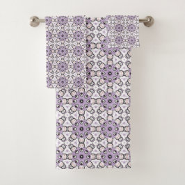 Purple and black geometric pattern Towel バスタオルセット