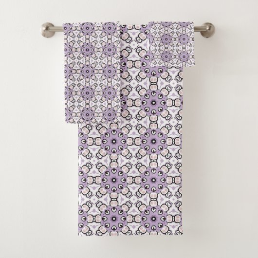 Purple and black geometric pattern Towel バスタオルセット (インサイチュ)
