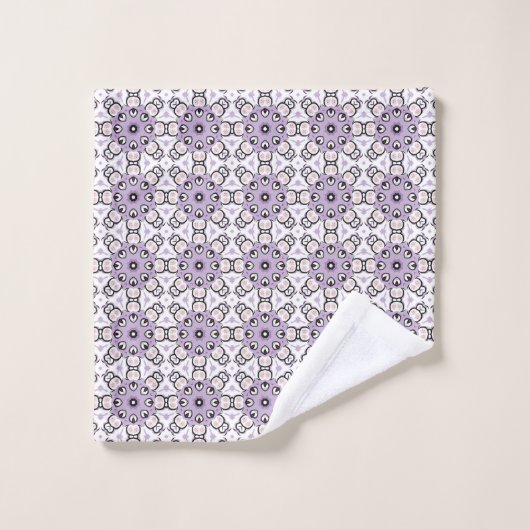 Purple and black geometric pattern Towel バスタオルセット (ウォッシュタオル)