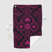 Purple and black gothic damask pattern ゴルフタオル (インサイチュ)