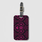 Purple and black gothic damask pattern ラゲッジタグ (正面縦)