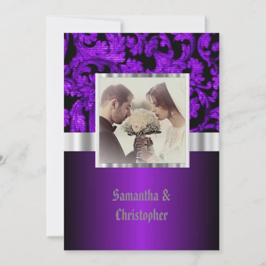 Purple and black gothic wedding photo invitation 招待状 (裏面)