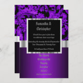 Purple and black gothic wedding photo invitation 招待状 (正面/裏面)