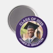 Purple and Black Photo Football卒業式 マグネット (正面/裏面)