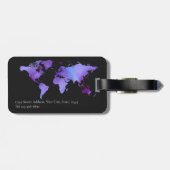 Purple and Black Watercolor World Map Personalized ラゲッジタグ (裏面横)