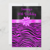 Purple and Black Zebra Stripes Birthday Party 招待状 (正面)