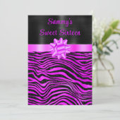 Purple and Black Zebra Stripes Sweet Sixteen 招待状 (スタンド正面)