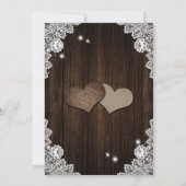 Purple and Blue Floral Hearts Wood Lace Wedding 招待状 (裏面)