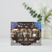 Purple and Blue Floral Photo Collage Wedding セーブザデート (スタンド正面)