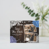 Purple and Blue Floral Photo Collage Wedding Save セーブザデート (スタンド正面)