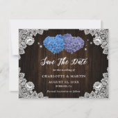 Purple and Blue Floral Photo Wedding セーブザデート (正面)