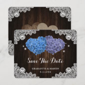 Purple and Blue Floral Wedding Save The Date Card セーブザデート (正面/裏面)