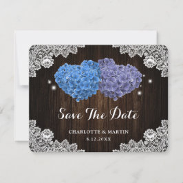 Purple and Blue Floral Wedding Save The Date Card セーブザデート