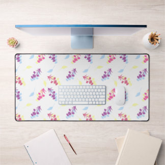 Purple and Blue Flowers Seamless Pattern – Elegant デスクマット